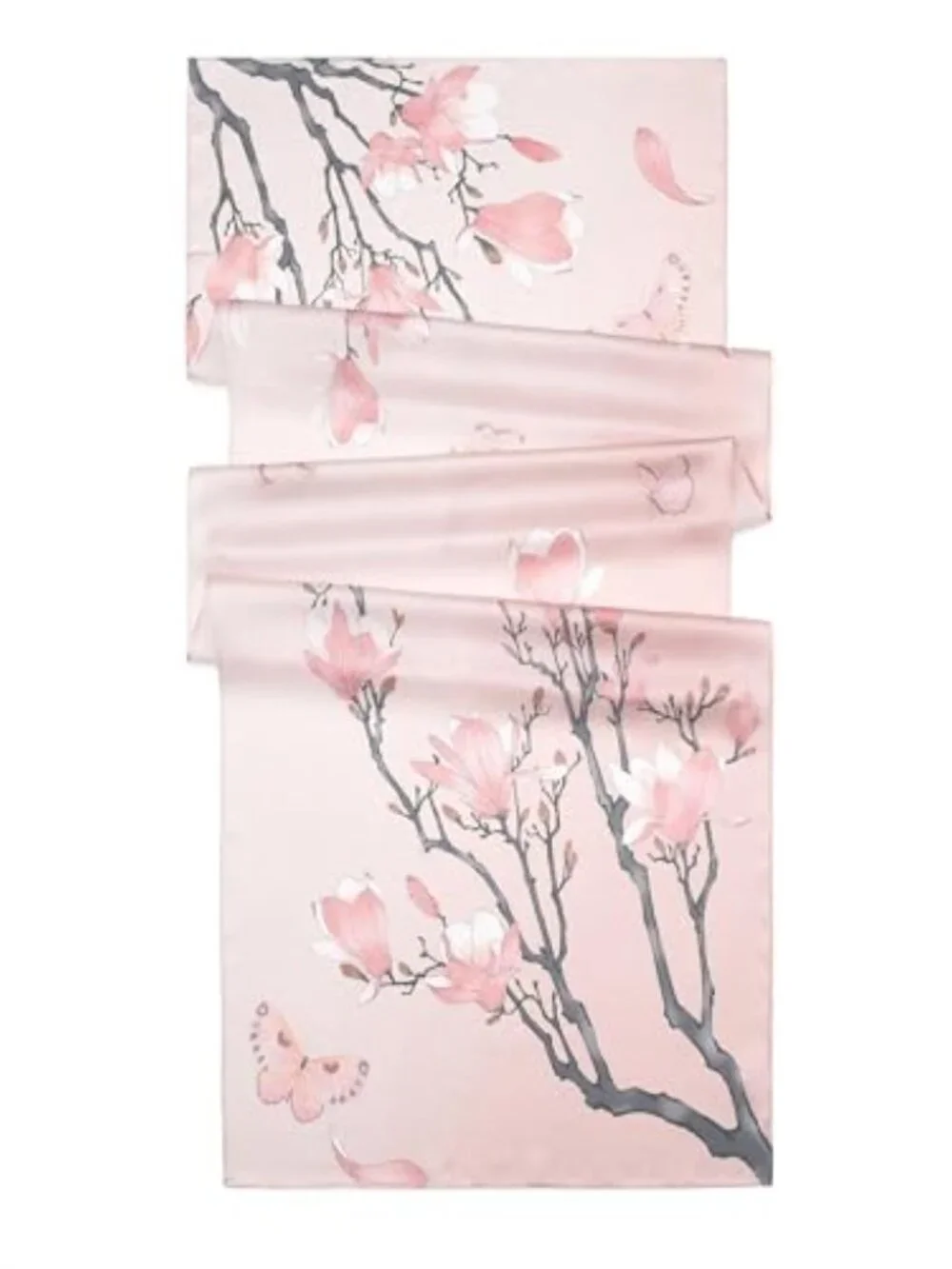 100% Mulberry Silk Floral Scarf – Lightweight Shawl Wrap, Oversized 70x21